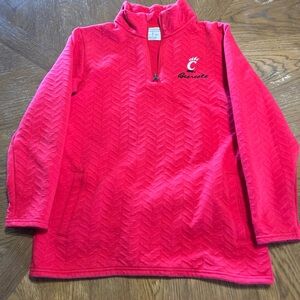 Champion Cincinnati Bearcats Women's Pullover 1/4 Zip Sweater S Mock Neck Red